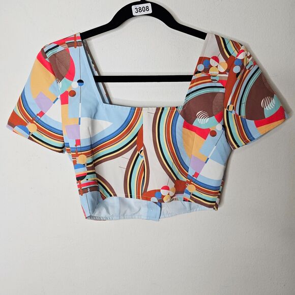 NWT Stefania Vaidani 60s Front Button Crop Top and Matching Button Mini Skirt SM - Picture 6 of 16